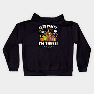 3Rd Birthday Puppy Dog Birthday Pawty Three 3 Year Old Kids Hoodie